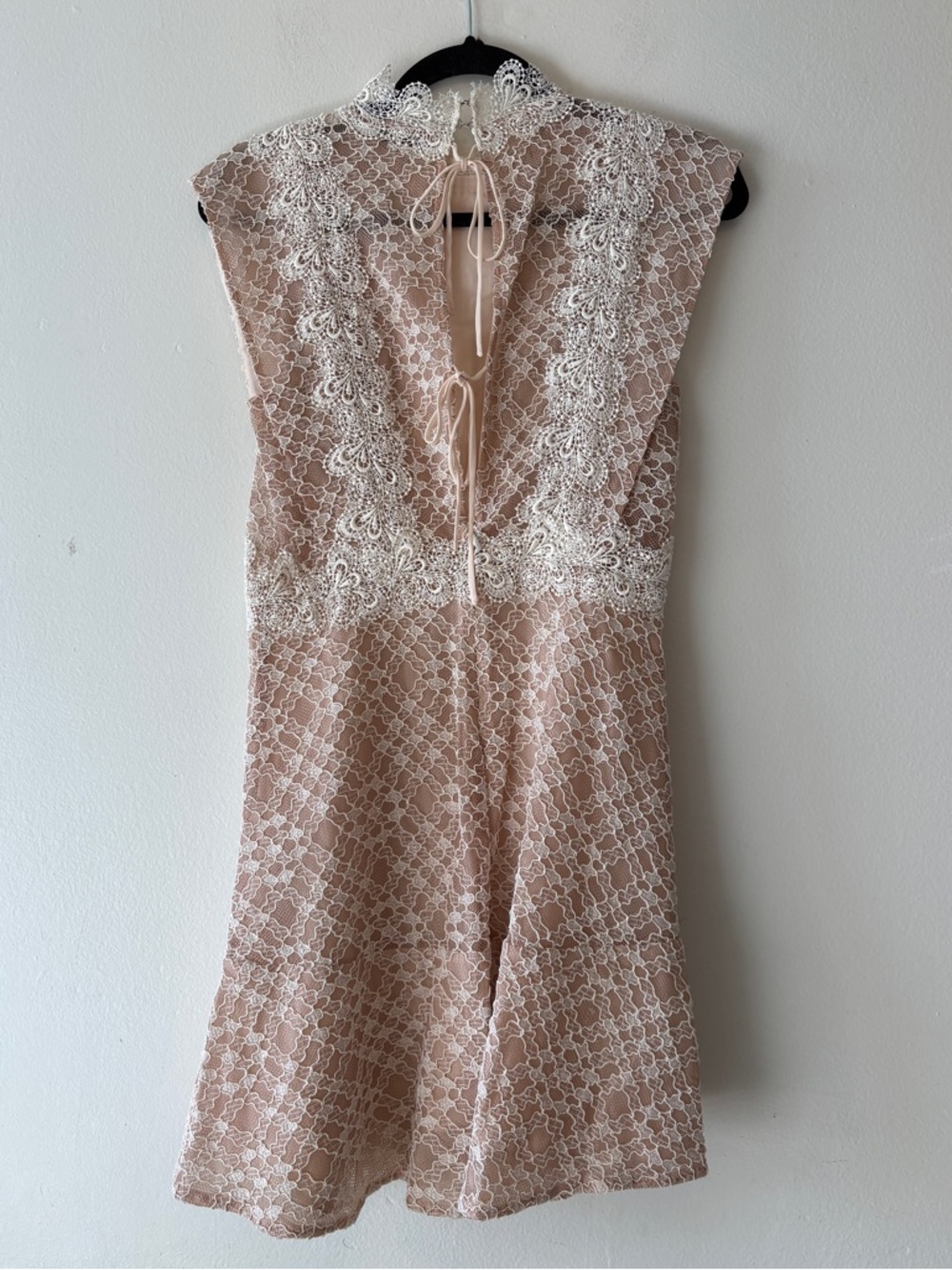 Sandro Paris Peaches High Neck Lace Dress Sz 2 Blush Pink Soft Glamour Romantic - Picture 8 of 15